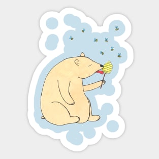 Cute Bear Eating Honey Sticker